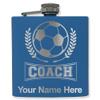 6oz Stainless Steel Flask, Soccer Coach, Personalized Engraving Included (Dark Blue) view 1