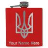 6oz Stainless Steel Flask, Flag of Ukraine, Personalized Engraving Included (Red) view 1