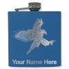 6oz Stainless Steel Flask, Hawk, Personalized Engraving Included (Dark Blue) view 1