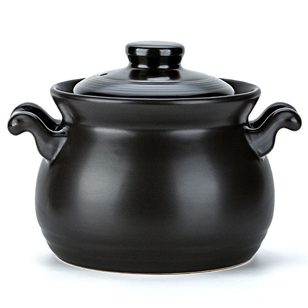 AIZYR Japanese Clay Pot for Cooking Hot Pot - Ceramic Casserole Earthenware Clay Pot with Double Lid for Gas Stoves Electric Stove,3l