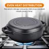 2-in-1 Enameled Cast Iron Cocotte Double Braiser Pan with Grill Lid 3.3 Quarts - Barbecue Grill Non Stick Frying Pan - Casserole Cookware Wide Handle (Grey) view 2