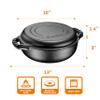 2-in-1 Enameled Cast Iron Cocotte Double Braiser Pan with Grill Lid 3.3 Quarts - Barbecue Grill Non Stick Frying Pan - Casserole Cookware Wide Handle (Grey) view 3