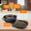 2-in-1 Enameled Cast Iron Cocotte Double Braiser Pan with Grill Lid 3.3 Quarts - Barbecue Grill Non Stick Frying Pan - Casserole Cookware Wide Handle (Grey) view 4