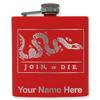 6oz Stainless Steel Flask, Join or Die, Personalized Engraving Included (Red) view 1