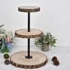 19'' Tall 3 Tier Wooden Cake Stand Wedding Tired Cupcake Stand Serving Tray Fruit Platter Cake Holder Cheese Plates Dessert Display Stand with Metal Pole view 1