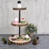 19'' Tall 3 Tier Wooden Cake Stand Wedding Tired Cupcake Stand Serving Tray Fruit Platter Cake Holder Cheese Plates Dessert Display Stand with Metal Pole view 2