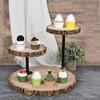 14'' Tall 3 Tier Wooden Cake Stand Wedding Tired Cupcake Stand Serving Tray Fruit Platter Cake Holder Cheese Plates Dessert Display Stand with Metal Pole view 2