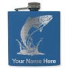 6oz Stainless Steel Flask, Trout Fish, Personalized Engraving Included (Dark Blue) view 1
