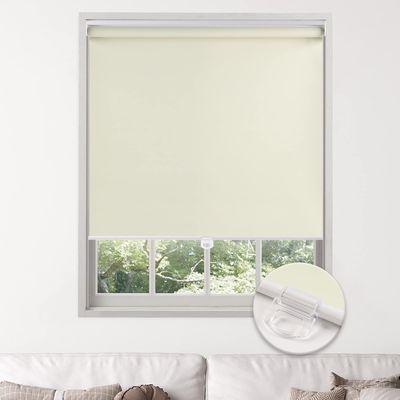 Boolegon Roller Shades for Window Cordless Blackout Blinds Custom Cut to Size UV Protection Energy Saving Shades for Living Room Bedroom Home,Beige,33" W x 56" H.