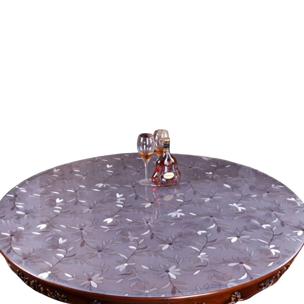 2.0mm PVC Tablecloth Transparent Table Cover Mat Home Kitchen Plastic Soft Glass Cloth Waterproof Table Cloth/Table Covers for Garden Furniture - Cosmos Flower (Dia. 70/80/90/100cm)