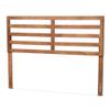 BOWERY HILL Full Size Wood Headboard, 56 in x 50 in, Rubberwood and Engineered Wood, Walnut Finish, Modern Wide Slat Design, Adjustable Height Options, Contemporary Bedroom Furniture view 1