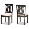 BOWERY HILL Sand Upholstered and Brown Finished Wood 2-Piece Dining Chair Set view 1