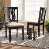 BOWERY HILL Sand Upholstered and Brown Finished Wood 2-Piece Dining Chair Set view 2
