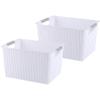 Storage Basket Organizer with Handle | Storage Bin | Home Storage, 20 Liter, Set of 2, White view 1
