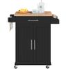 Topeakmart Kitchen Island On Wheels with Storage Cabinet and Drawer, Kitchen Trolley Cart with Spice Rack and Towel Bar for Dining Room, 26x18x36 Inches, Black view 1