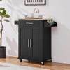 Topeakmart Kitchen Island On Wheels with Storage Cabinet and Drawer, Kitchen Trolley Cart with Spice Rack and Towel Bar for Dining Room, 26x18x36 Inches, Black view 2