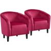 Yaheetech Accent Chairs, Velvet Barrel Chair Cozy Club Chairs with Sturdy Legs and Soft Padded Seat for Bedroom/Living Room/Reading Room, Rose Red, Set of 2 view 1