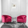 Yaheetech Accent Chairs, Velvet Barrel Chair Cozy Club Chairs with Sturdy Legs and Soft Padded Seat for Bedroom/Living Room/Reading Room, Rose Red, Set of 2 view 2