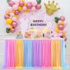 14ft Unicorn Tulle Table Skirt Tutu Rainbow Tablecloth for Birthday Party Baby Shower Girl Boy Wedding Party Dessert Buffet Banquet Table Decorations