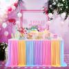 14ft Unicorn Tulle Table Skirt Tutu Rainbow Tablecloth for Birthday Party Baby Shower Girl Boy Wedding Party Dessert Buffet Banquet Table Decorations view 2
