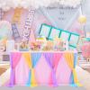 14ft Unicorn Tulle Table Skirt Tutu Rainbow Tablecloth for Birthday Party Baby Shower Girl Boy Wedding Party Dessert Buffet Banquet Table Decorations view 3