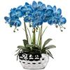 Briful Orchids Artificial Flowers 18" Blue Phalaenopsis Large Orchid with Silver Ceramic Pots Fake Orchid Flower for Home Office Bathroom Living Room Table Decoration view 1