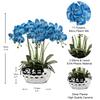 Briful Orchids Artificial Flowers 18" Blue Phalaenopsis Large Orchid with Silver Ceramic Pots Fake Orchid Flower for Home Office Bathroom Living Room Table Decoration view 2