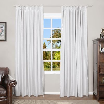 TWOPAGES White Linen Look Blackout Drape, Solid Thermal Insulated Sun Blocking Privacy Pinch Pleat Curtain for Bedroom Living Room, 84W x 102L, 1 Panel