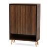 BOWERY HILL 2-Door Mid-Century Wood Entryway Shoe Storage Cabinet in Brown view 1