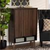 BOWERY HILL 2-Door Mid-Century Wood Entryway Shoe Storage Cabinet in Brown view 2
