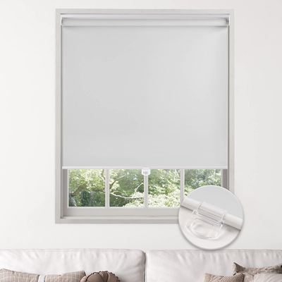 Boolegon Roller Shades for Window Cordless Blackout Blinds Custom Cut to Size UV Protection Energy Saving Shades for Living Room Bedroom Home,Gray,33" W x 56" H.