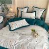 JXYJHBL Light Luxury Long-Staple Cotton Bed Sheet Four-Piece Embroidered lace Quilt Cover high-end Double Bed Supplies (1 Bed Sheet + 1 Quilt Cover + 2 Pillowcases)-1.5m view 4