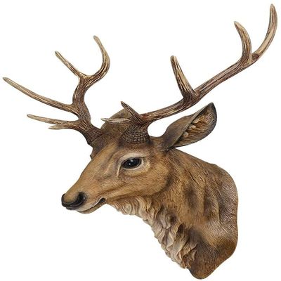 LJYT Lucky Deer HeadHome Retro Style Deer Head,Stag Head Wall Mount,Imitation Deer Head Wall Decoration,Lucky Deer Head Wall Decoration (Color : Natural, Size : 402856cm)