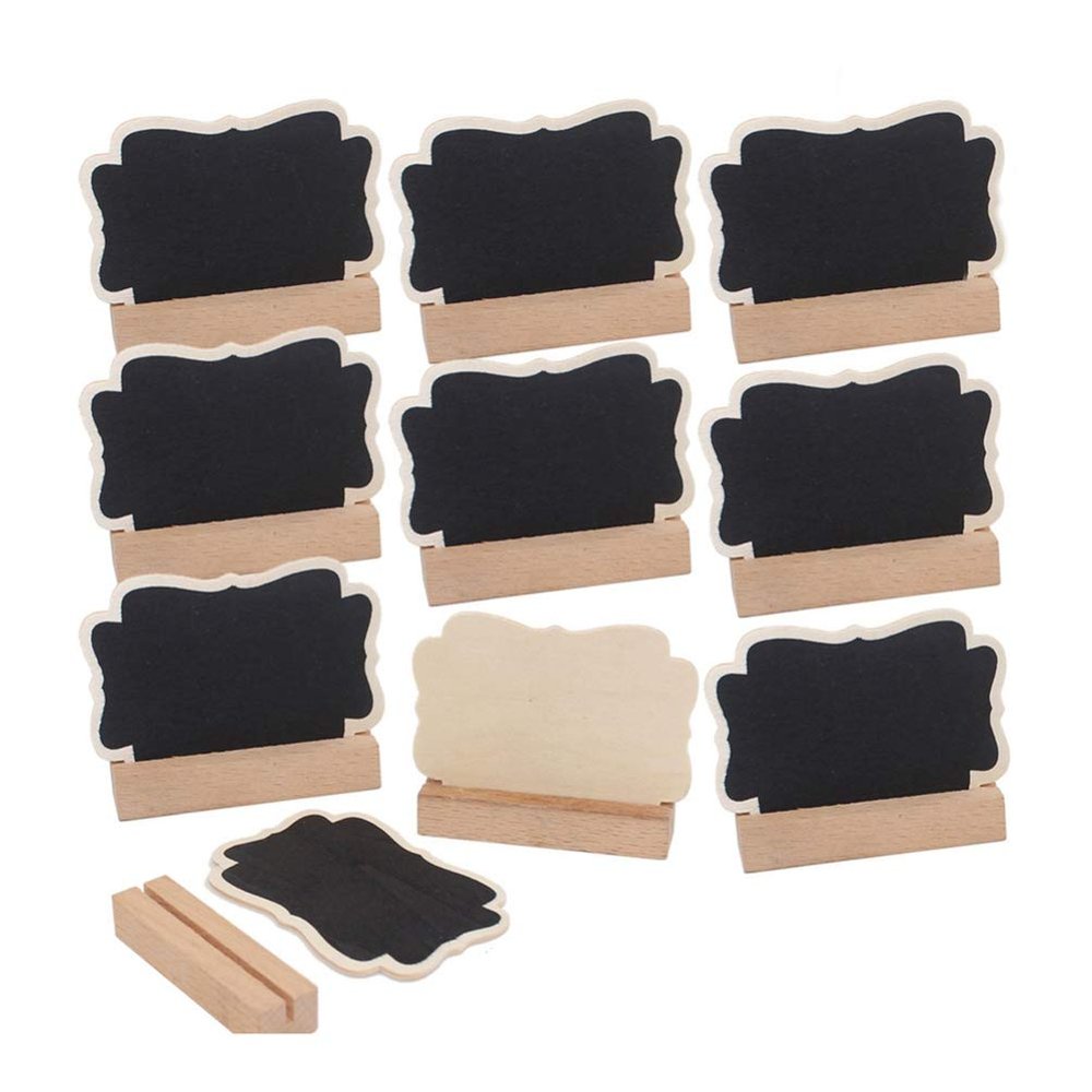 EXCEART 10 Pack Mini Chalkboard Signs Wooden Frame Blackboard Message Boards Perfect for Kitchen Party Wedding Decor