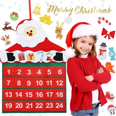 TOY Life Christmas Nativity Advent Calendar 2025 Kids Toddler Christmas Countdown Calendar Hanging Advent Calendar Santa Decoration with 24 Pockets and Felt