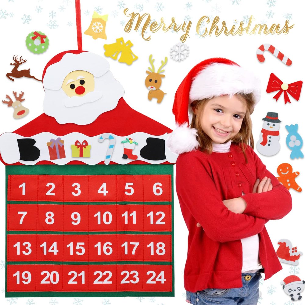 TOY Life Christmas Nativity Advent Calendar 2025 Kids Toddler Christmas Countdown Calendar Hanging Advent Calendar Santa Decoration with 24 Pockets and Felt