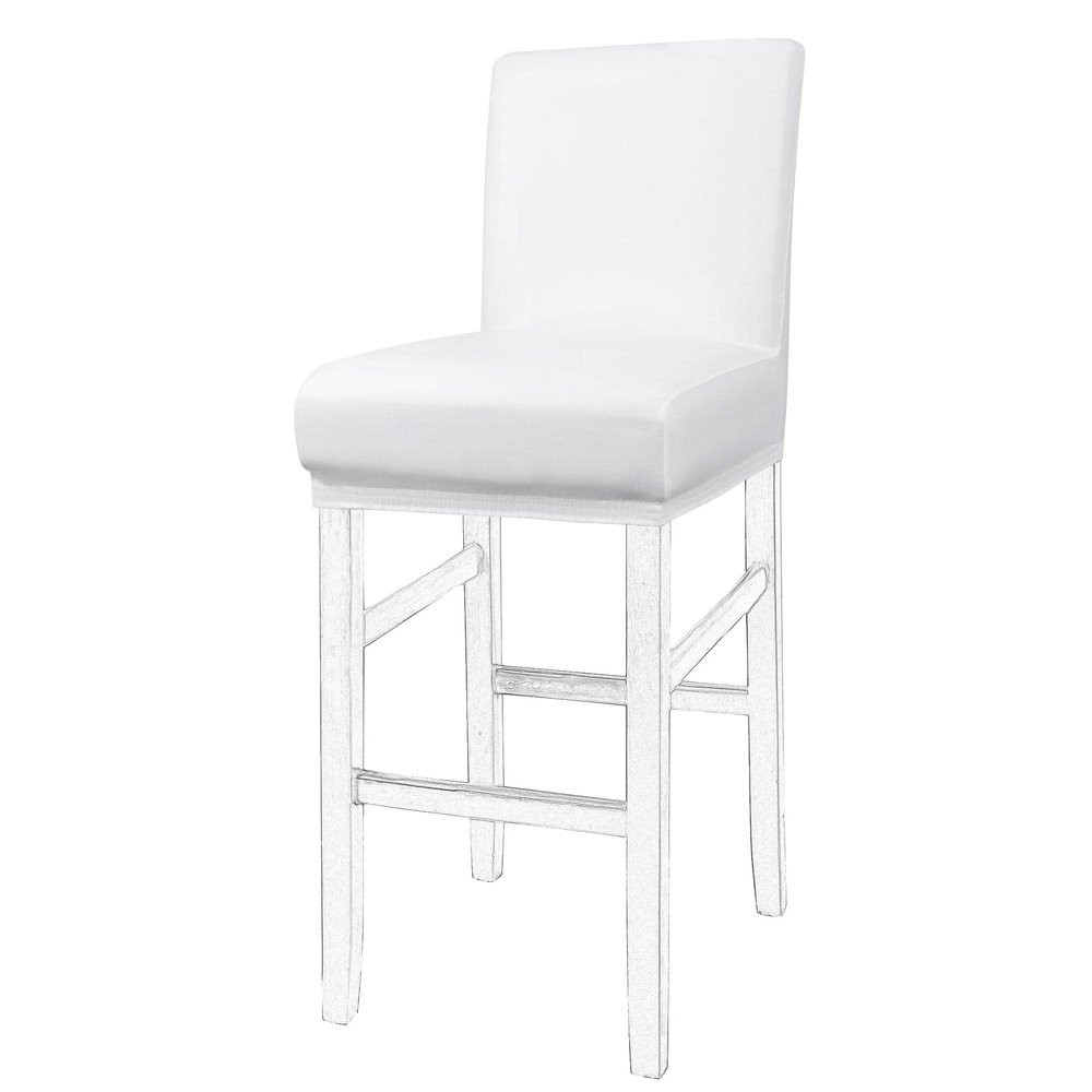 PiccoCasa Waterproof Bar Stool Covers, Faux Leather Pub Counter Height Side Chair Covers with Elastic Band White 1Pcs