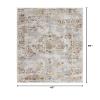 HomeRoots Multi 100% High Grade Polypropylene 4 x 6 Gray and Beige Distressed Ornate Area Rug view 2