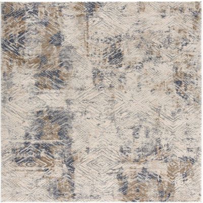 HomeRoots 100% High Grade Polypropylene 4 x 6 Ivory and Beige Abstract Diamonds Area Rug