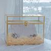 Jajamy Glass Wedding Card Box with Slot, Large Clear Card Box Gold Brass Gift Card Storage Box Perfect for Wedding Receptions, Birthday Party, Bridal Shower Greeting Card Organizer view 3