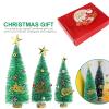 DEDEMCO 12Pcs Mini Christmas Tree,Mini Pine Trees Artificial Tiny Pine Tree with Wooden Base Star Ball,Frosted Sisal Trees Bottle Brush Trees Plastic Winter Snow Ornaments for Xmas Holiday Room Decor view 3