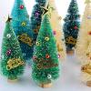 DEDEMCO 12Pcs Mini Christmas Tree,Mini Pine Trees Artificial Tiny Pine Tree with Wooden Base Star Ball,Frosted Sisal Trees Bottle Brush Trees Plastic Winter Snow Ornaments for Xmas Holiday Room Decor view 4