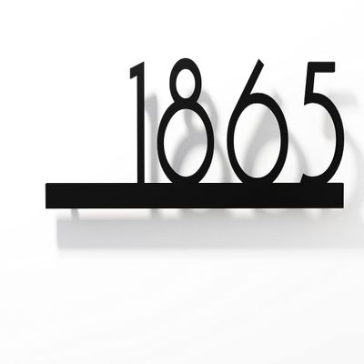 Bauhaus Modern House Numbers - Black with Black Acrylic - Contemporary Home Address - Number Sign - Door Number - Room Number (2 Numbers 6" / 15 cm, Matte Black)