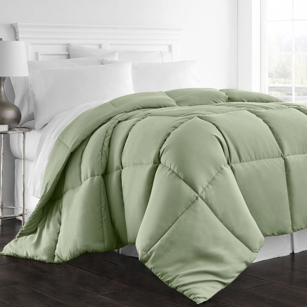 Archu Sheets 1-Pc Comforter 100% Egyptian Cotton, 600 Thread Count 200 GSM Fiber Fill - Olympic Queen Sage Solid