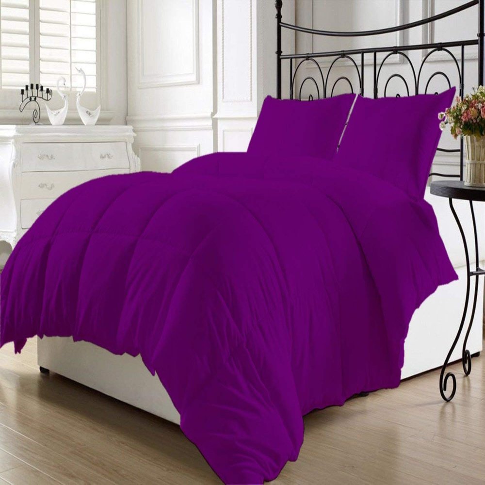 Archu Sheets 1-Pc Comforter 100% Egyptian Cotton, 600 Thread Count 200 GSM Fiber Fill - Olympic Queen Purple Solid