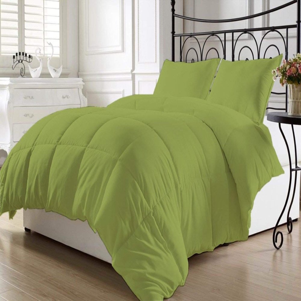 Archu Sheets 1-Pc Comforter 100% Egyptian Cotton, 600 Thread Count 200 GSM Fiber Fill - Olympic Queen Moss Solid