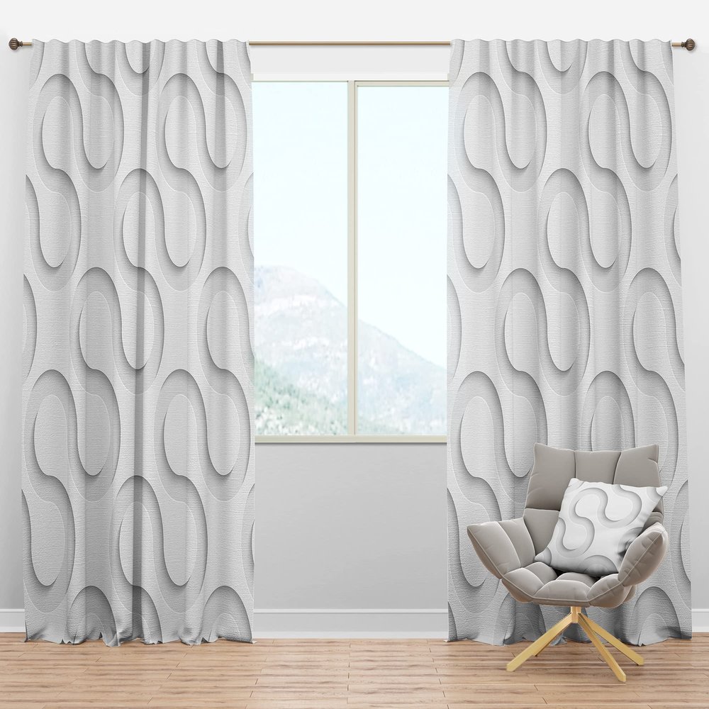 DesignQ Blackout Curtains 'Wave Pattern' Curtains for Bedroom, Curtains for Living Room, Curtains & Drapes - Thermal Insulated -Single Panel -52x95