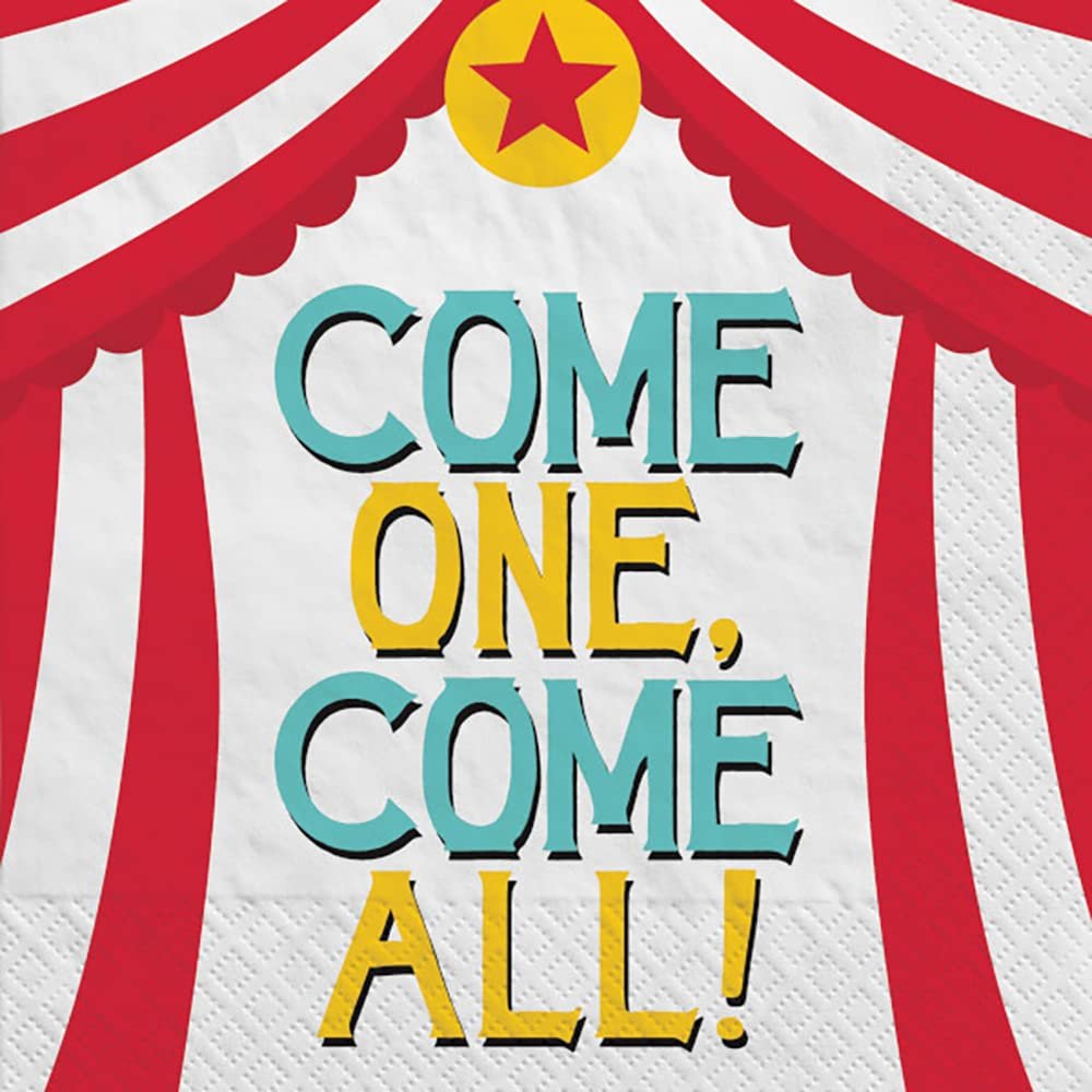 Multicolor Carnival Luncheon Napkins (6.5" x 6.5") - Pack Of 16, Premium Quality & Eye-catching Design - Perfect For Themed Parties & Events