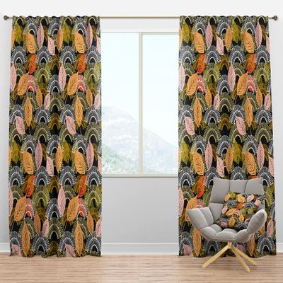 DesignQ Blackout Curtains 'Autumn Leaves lace Textured Pattern' Curtains for Bedroom, Curtains for Living Room, Curtains & Drapes - Thermal Insulated -Single Panel -52x108