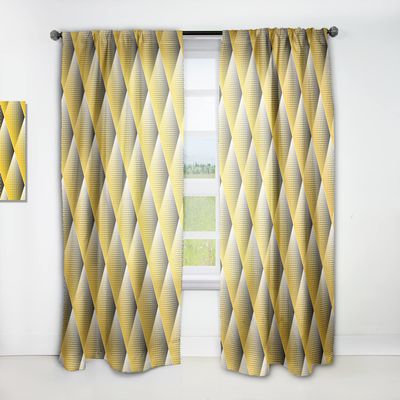 DesignQ 'Rhombus Retro Geometric ' Mid-Century Modern Curtain Panel